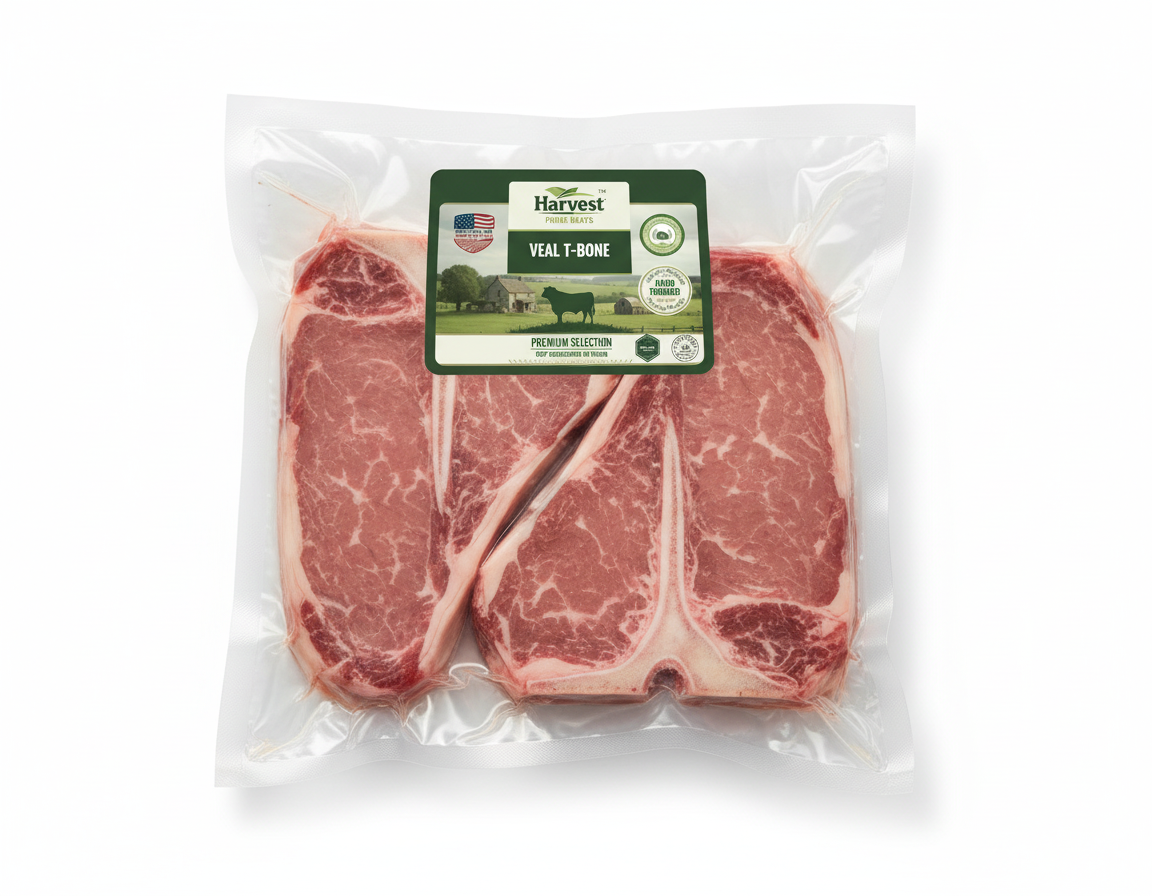 2 Veal T-Bone Steaks - Angled View