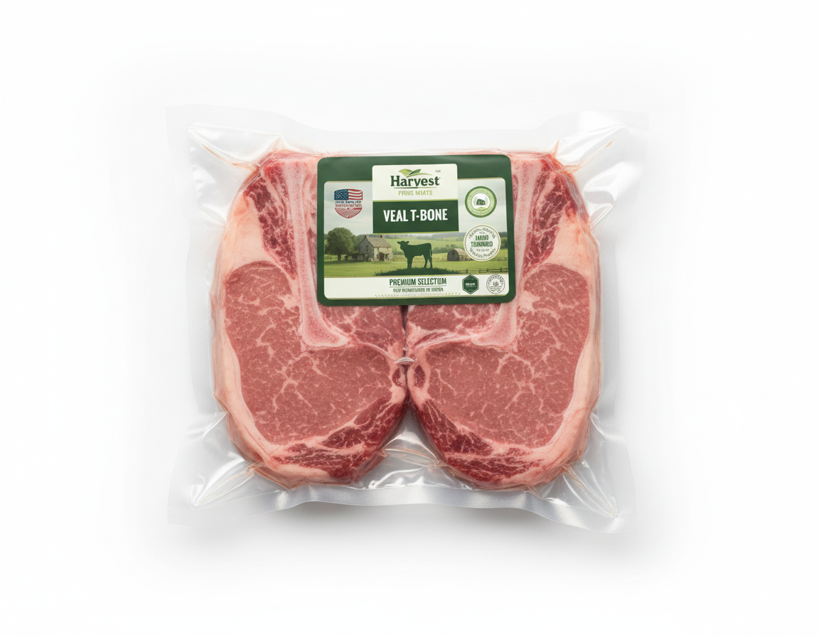 2 Veal T-Bone Steaks - Front View