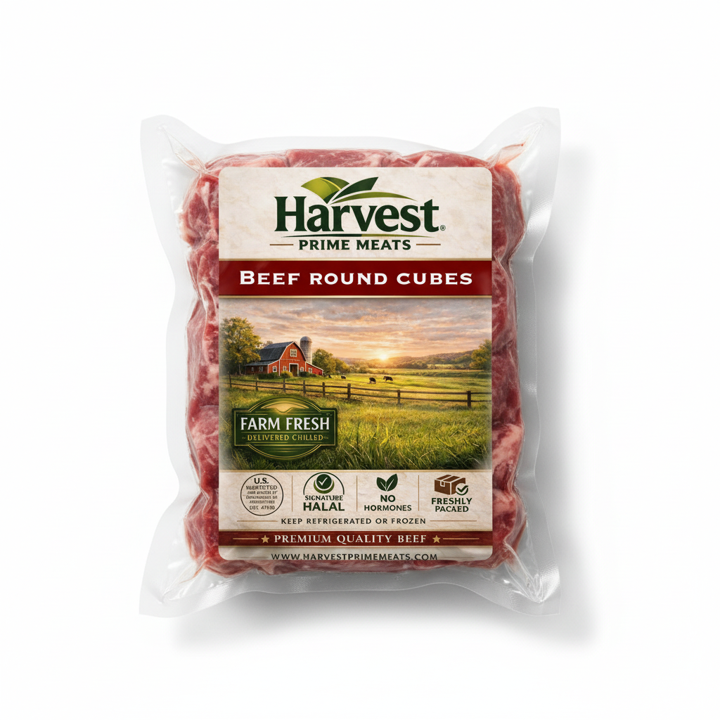 Beef Round Cubes - Label Applied