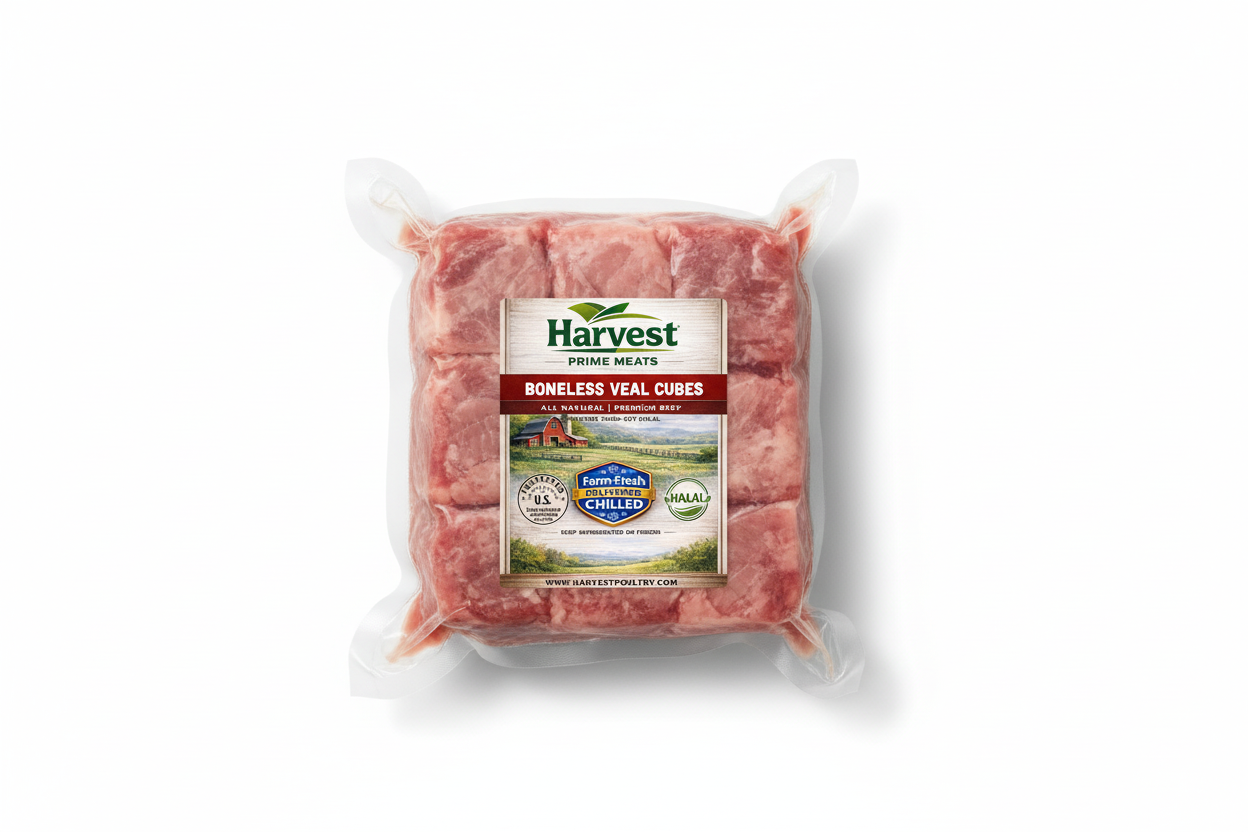 Boneless Veal Cubes - 50% Smaller Label