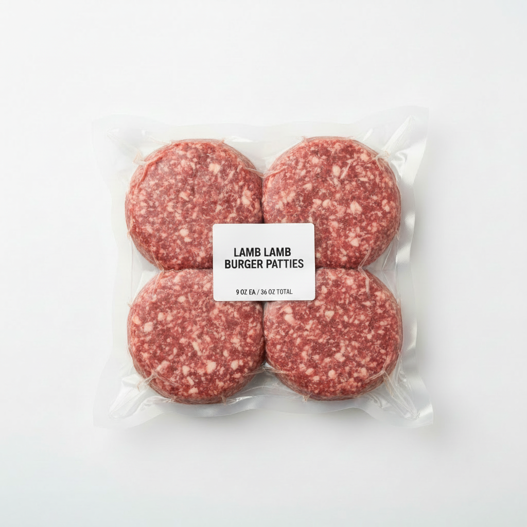 Lamb burger patties without halal label