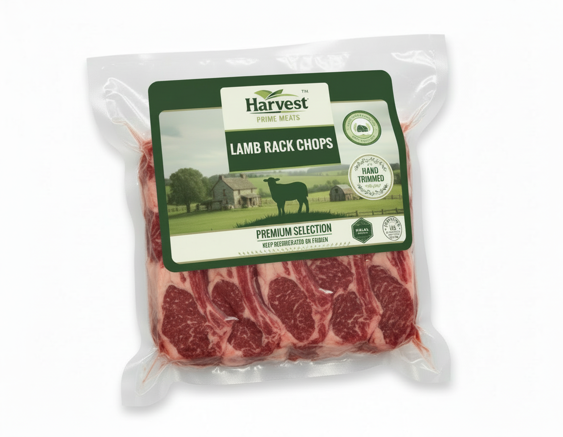 Lamb Rack Chops - Corner View without flag