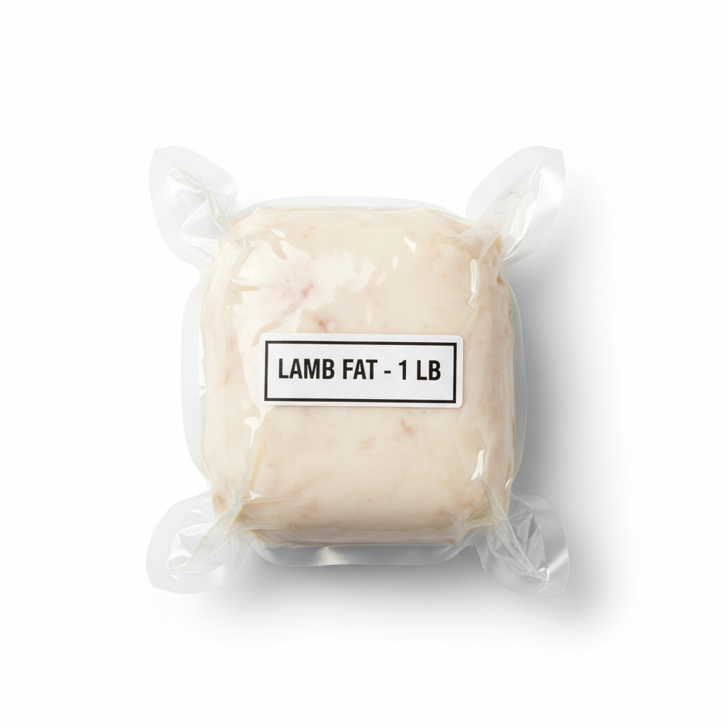 Realistic vacuum-sealed 1 lb Lamb Fat