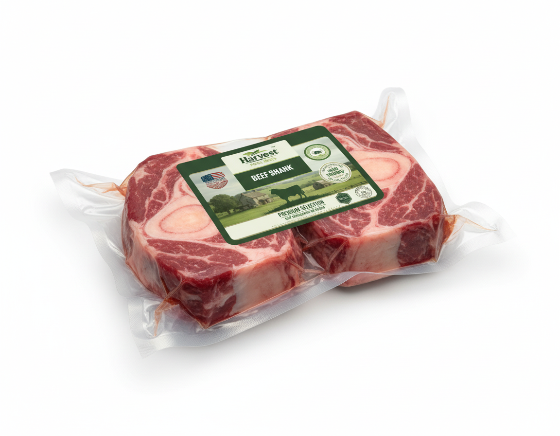 Vacuum-sealed beef shank - three-quarter angle