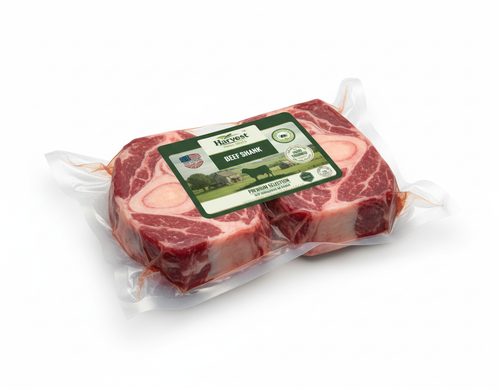 Vacuum-sealed beef shank - three-quarter angle