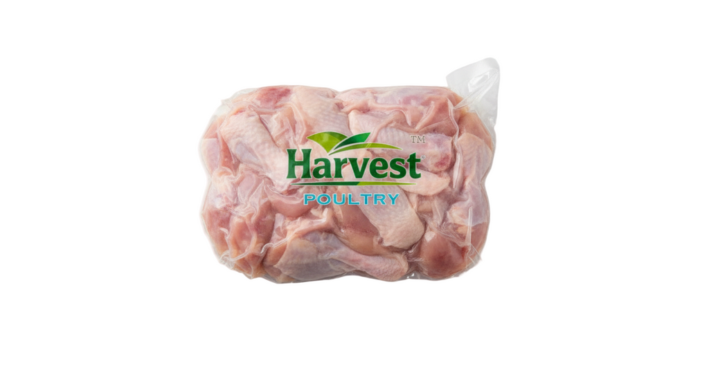 Vacuum Sealed Chicken with Harvest Poultry Logo