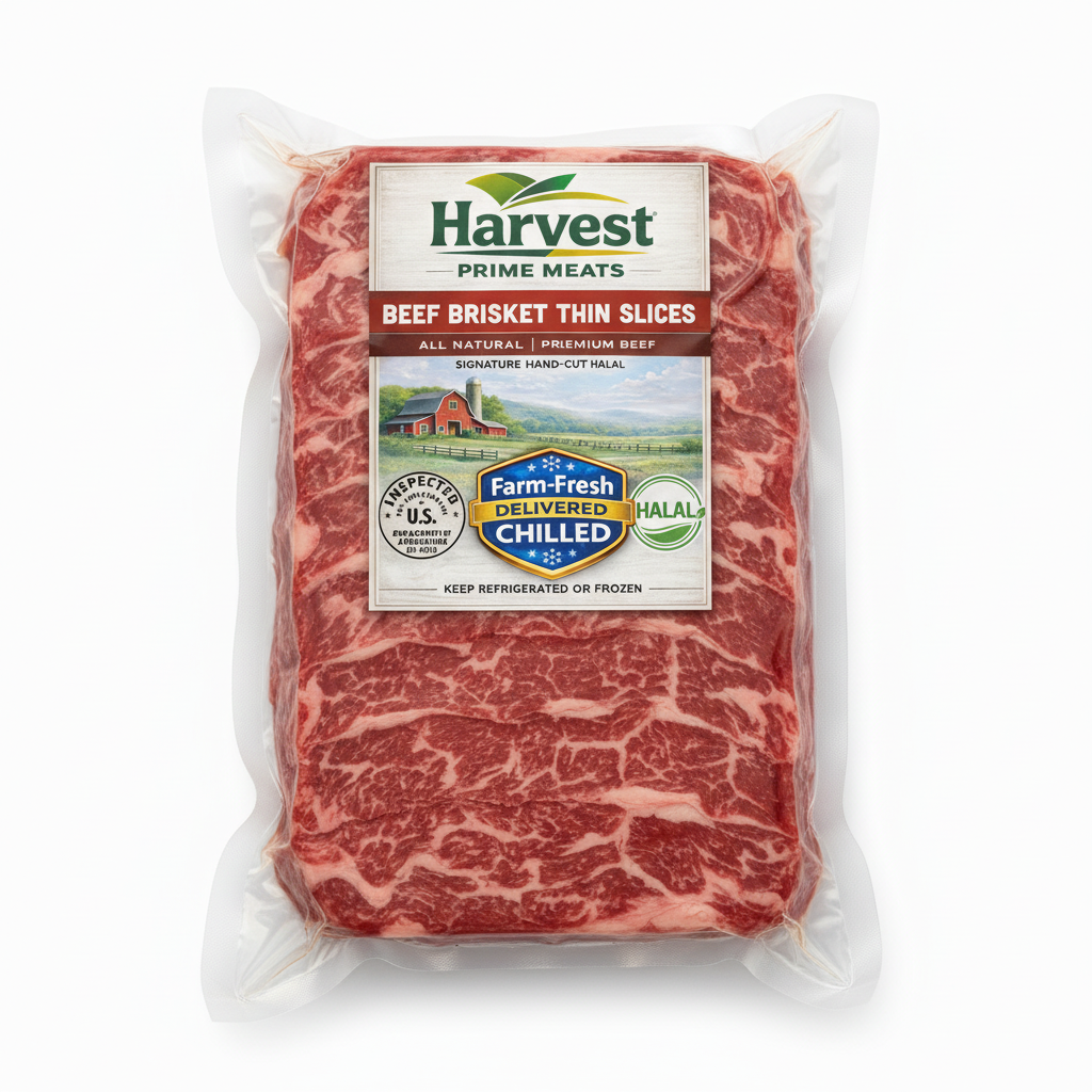 Vacuum-sealed Harvest beef brisket