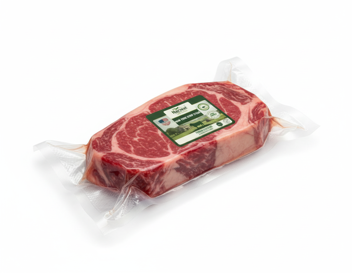 Vacuum-sealed New York strip steak - brighter