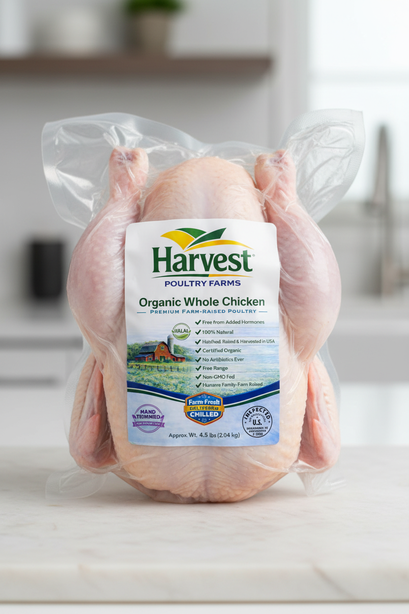 Vacuum-Sealed Organic Whole Chicken - Standard
