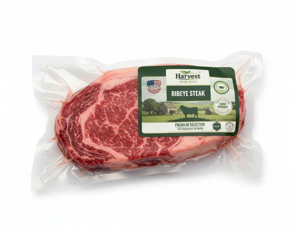 Vacuum-sealed ribeye with smaller label