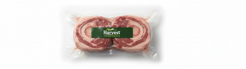Veal Shank with Harvest Prime Meats Logo